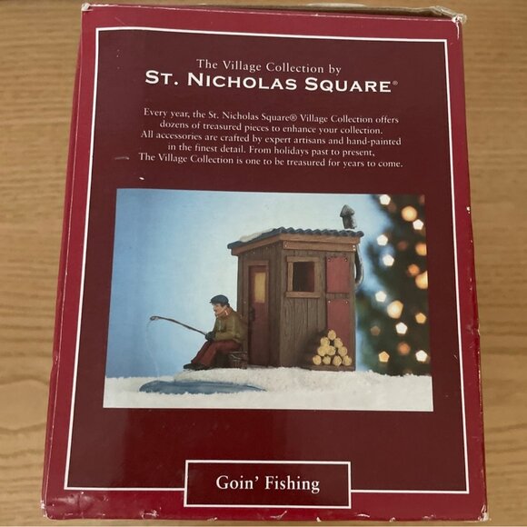 St Nicholas Square Goin Fishing Christmas Village Accessory Ice Fishing Retired - Picture 10 of 14